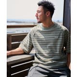 SUNNY SMITH ボーダーオーバーダイ ラグランロゴ刺繍Tシャツ | MODISH GAZE | 詳細画像1