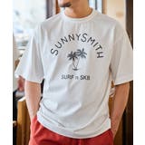 ホワイト | ヤシの木アーチロゴプリントTシャツ | MODISH GAZE