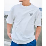 ホワイト | ヤシの木アーチロゴワンポイント刺繍Tシャツ | MODISH GAZE