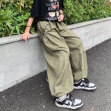 カーキ | サイドポケット付き ワイドカーゴパンツ（裾ゴム） | MODISH GAZE
