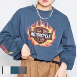 ファイヤーロゴプリント裏起毛ショートトレーナー スウェット ショート丈トップス | &soiree | 詳細画像1