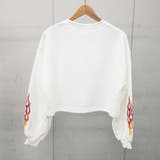 ファイヤーロゴプリント裏起毛ショートトレーナー スウェット ショート丈トップス | &soiree | 詳細画像10