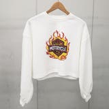 ファイヤーロゴプリント裏起毛ショートトレーナー スウェット ショート丈トップス | &soiree | 詳細画像9