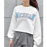 オフホワイト | カレッジロゴショート丈裏起毛トレーナー | &soiree