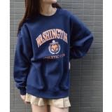 ネイビー | 裏起毛カレッジロゴオーバーサイズトレーナー | &soiree