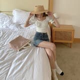 韓国ファッションギャザーパフスリーブクロップドトップス夏服セクシー | ＆soiree | 詳細画像7 