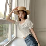 韓国ファッションギャザーパフスリーブクロップドトップス夏服セクシー | ＆soiree | 詳細画像8 