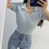 韓国ファッション透かし編みクロップドニット夏服セクシー | ＆soiree | 詳細画像2 