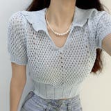 韓国ファッション透かし編みクロップドニット夏服セクシー | ＆soiree | 詳細画像3 