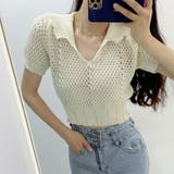 韓国ファッション透かし編みクロップドニット夏服セクシー | ＆soiree | 詳細画像6 