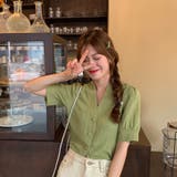 韓国ファッション 韓国トップス 韓国ブラウス きれいめ 楊柳Vネックブラウス | &soiree | 詳細画像3