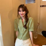 韓国ファッション 韓国トップス 韓国ブラウス きれいめ 楊柳Vネックブラウス | &soiree | 詳細画像4