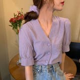 韓国ファッション 韓国トップス 韓国ブラウス きれいめ 楊柳Vネックブラウス | &soiree | 詳細画像5