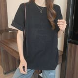 ブラック | 韓国ファッションビッグシルエット ロゴTシャツ半袖 半袖 | ＆soiree