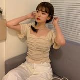 スクエアネックニットプル 半袖 トップス | &soiree | 詳細画像4