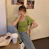 スクエアネックニットプル 半袖 トップス | &soiree | 詳細画像8