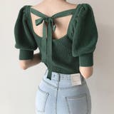 韓国ファッションニットトップス 半袖 バックリボン | ＆soiree | 詳細画像7 