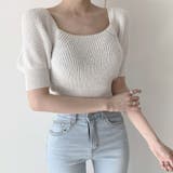 韓国ファッションニットトップス 半袖 バックリボン | ＆soiree | 詳細画像6 