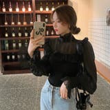 韓国ファッションドッキングブラウス 異素材 トップス | &soiree | 詳細画像13