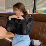 韓国ファッションドッキングブラウス 異素材 トップス | &soiree | 詳細画像15