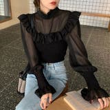 韓国ファッションドッキングブラウス 異素材 トップス | &soiree | 詳細画像16