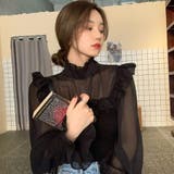 韓国ファッションドッキングブラウス 異素材 トップス | &soiree | 詳細画像1