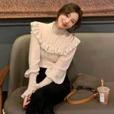 韓国ファッションドッキングブラウス 異素材 トップス | &soiree | 詳細画像5