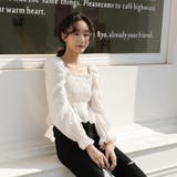 ワッシャーシャーリングブラウス スクエアネック 韓国ブラウス | ＆soiree | 詳細画像2 