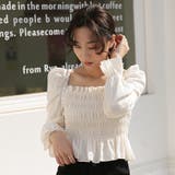 ワッシャーシャーリングブラウス スクエアネック 韓国ブラウス | ＆soiree | 詳細画像4 