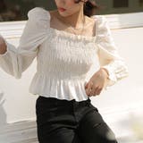 ワッシャーシャーリングブラウス スクエアネック 韓国ブラウス | ＆soiree | 詳細画像5 