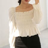 ワッシャーシャーリングブラウス スクエアネック 韓国ブラウス | ＆soiree | 詳細画像7 