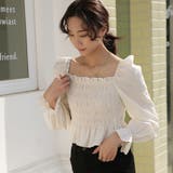 ワッシャーシャーリングブラウス スクエアネック 韓国ブラウス | ＆soiree | 詳細画像8 