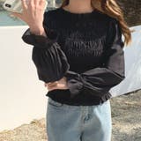 ブラック | シャーリングブラウス シャーリングトップス ブラウス韓国 | &soiree