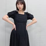 ブラック | パフスリーブスクエアネックロングワンピース 韓国 ワンピース | &soiree