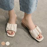 ローヒールギャザーチャンキーヒール サンダル ギャザーサンダル | ＆soiree | 詳細画像1 