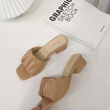 ベージュ | ローヒールギャザーチャンキーヒール サンダル ギャザーサンダル | ＆soiree