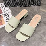 ミント | 韓国ファッションローヒールサンダル ぺたんこサンダル スクエアトゥサンダル | ＆soiree