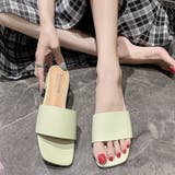 韓国ファッションローヒールサンダル ぺたんこサンダル スクエアトゥサンダル | ＆soiree | 詳細画像2 