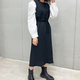 ブラック | ラウンドネックウエストマークワンピース | ＆soiree