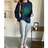 アーガイル柄クルーネックニットセーター | &soiree | 詳細画像25