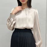 Vネックメタル付きシフォンブラウス | ＆soiree | 詳細画像3 