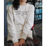 ベージュ | メッセージ刺繍裏毛スウェットクルーネックプルオーバー | &soiree