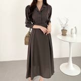 ブラウン | 開襟ロングワンピース | &soiree