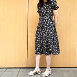 スクエアネック 花柄 パスリーブ 半袖ワンピース | ＆soiree | 詳細画像2 