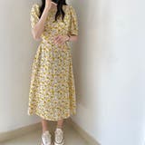 スクエアネック 花柄 パスリーブ 半袖ワンピース | ＆soiree | 詳細画像9 