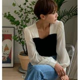 切替しニットプリーツシフォンブラウス | ＆soiree | 詳細画像3 