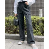 ブラック | ハイウエストダメージワイドデニムパンツ | ＆soiree