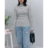 モックネックボーダーリブニット(指穴あり) | &soiree | 詳細画像12