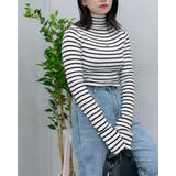 モックネックボーダーリブニット(指穴あり) | &soiree | 詳細画像3