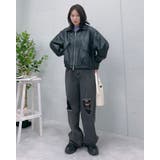 フェイクレザー2wayスタンドカラーブルゾン | ＆soiree | 詳細画像24 